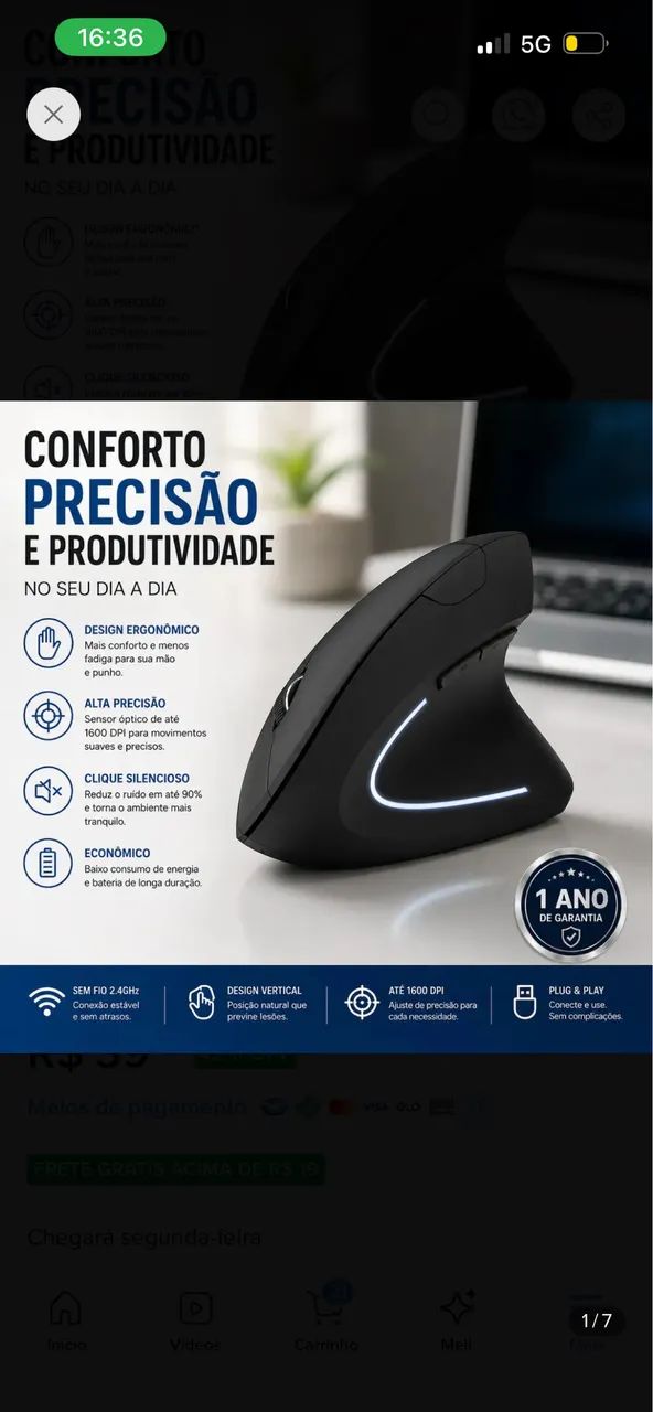 Mouse ergonômico 