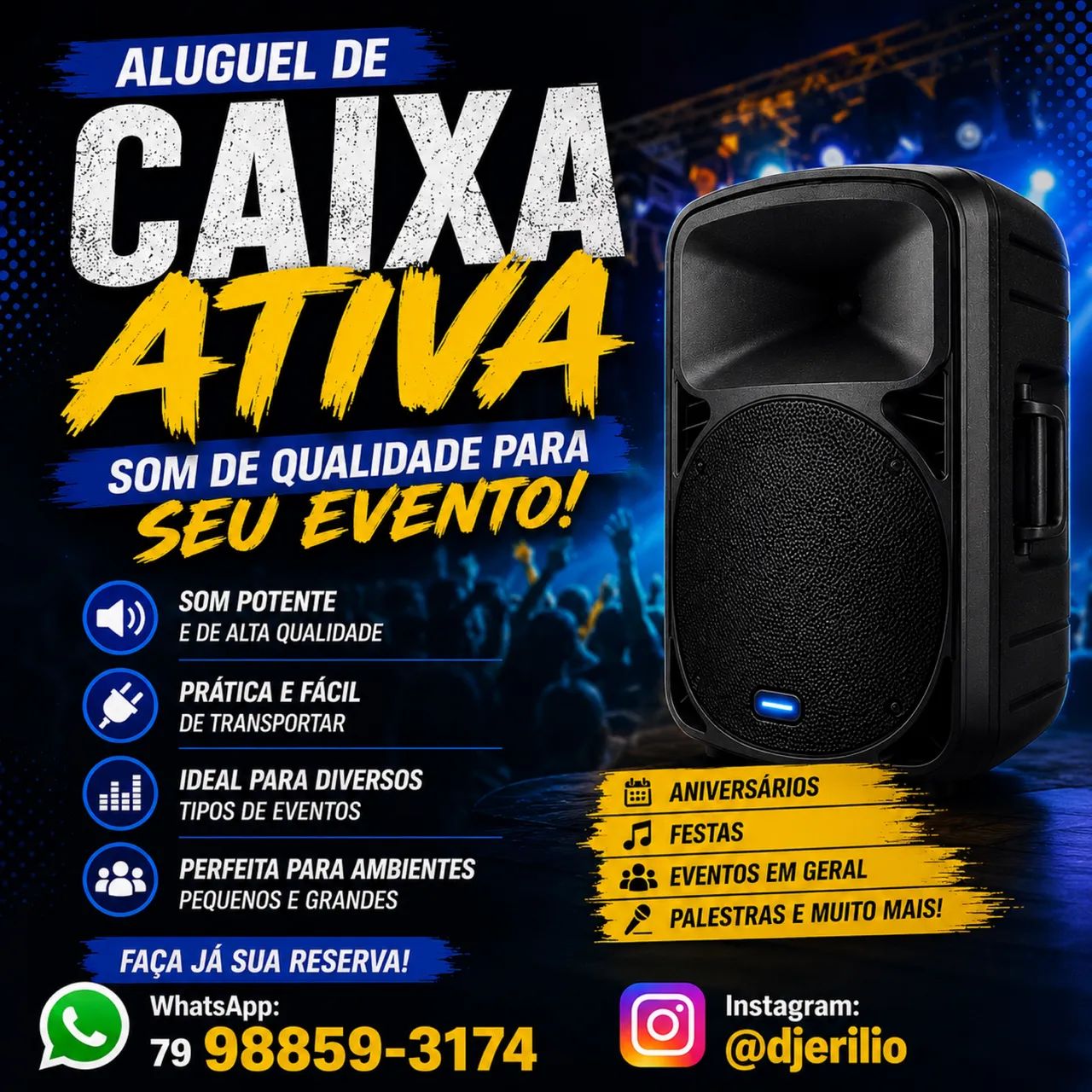 ALUGUEL DE CAIXA ATIVA PARA EVENTOS