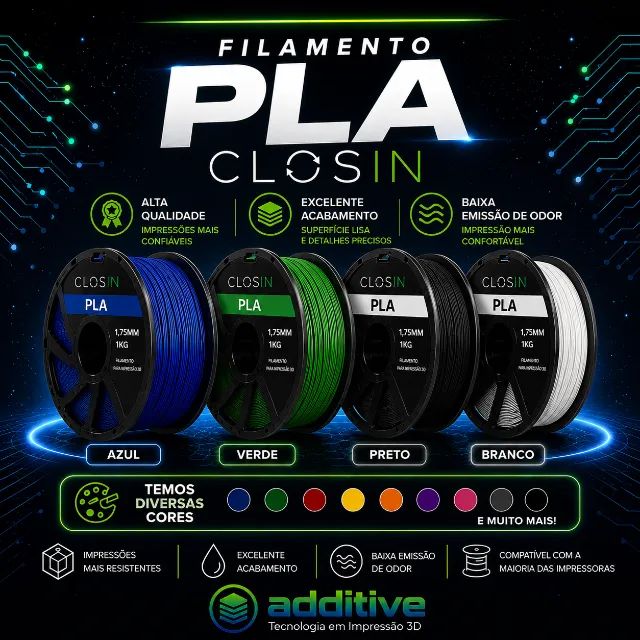 Filamento Impressora 3D - Closin 1,75MM - PLA - Peças de Hardware
