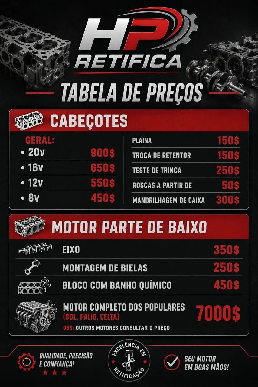 Retífica de cabeçotes.