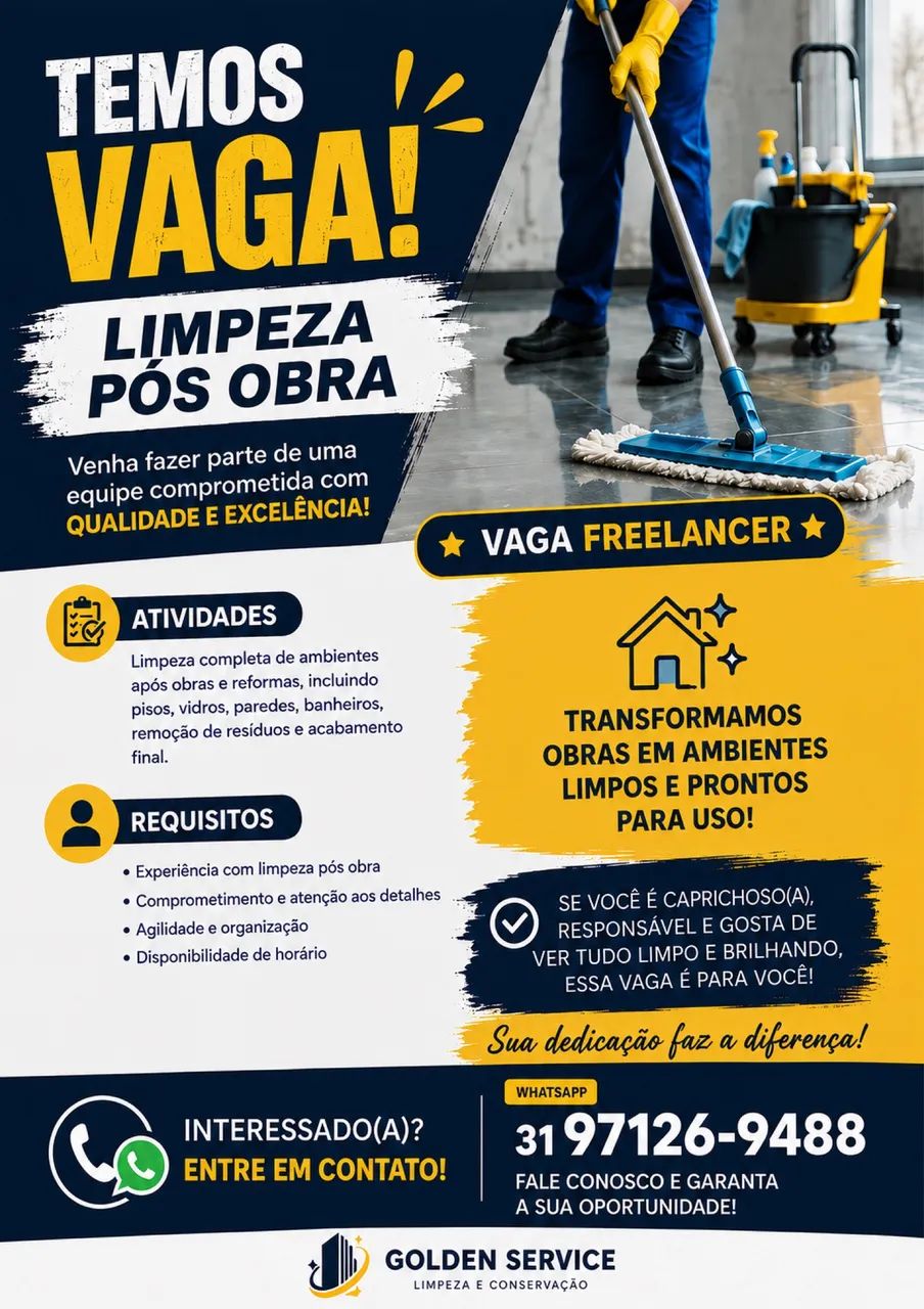 Vaga / Limpeza pós obra 