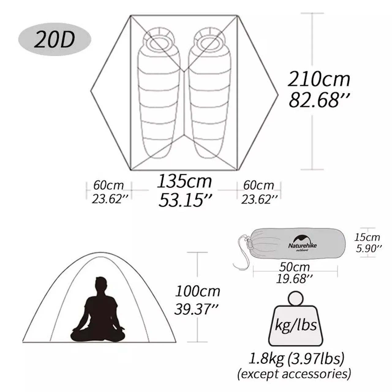 Barraca Naturehike Mongar 2 (Nylon 20D)Nova com garantia  - Foto 4