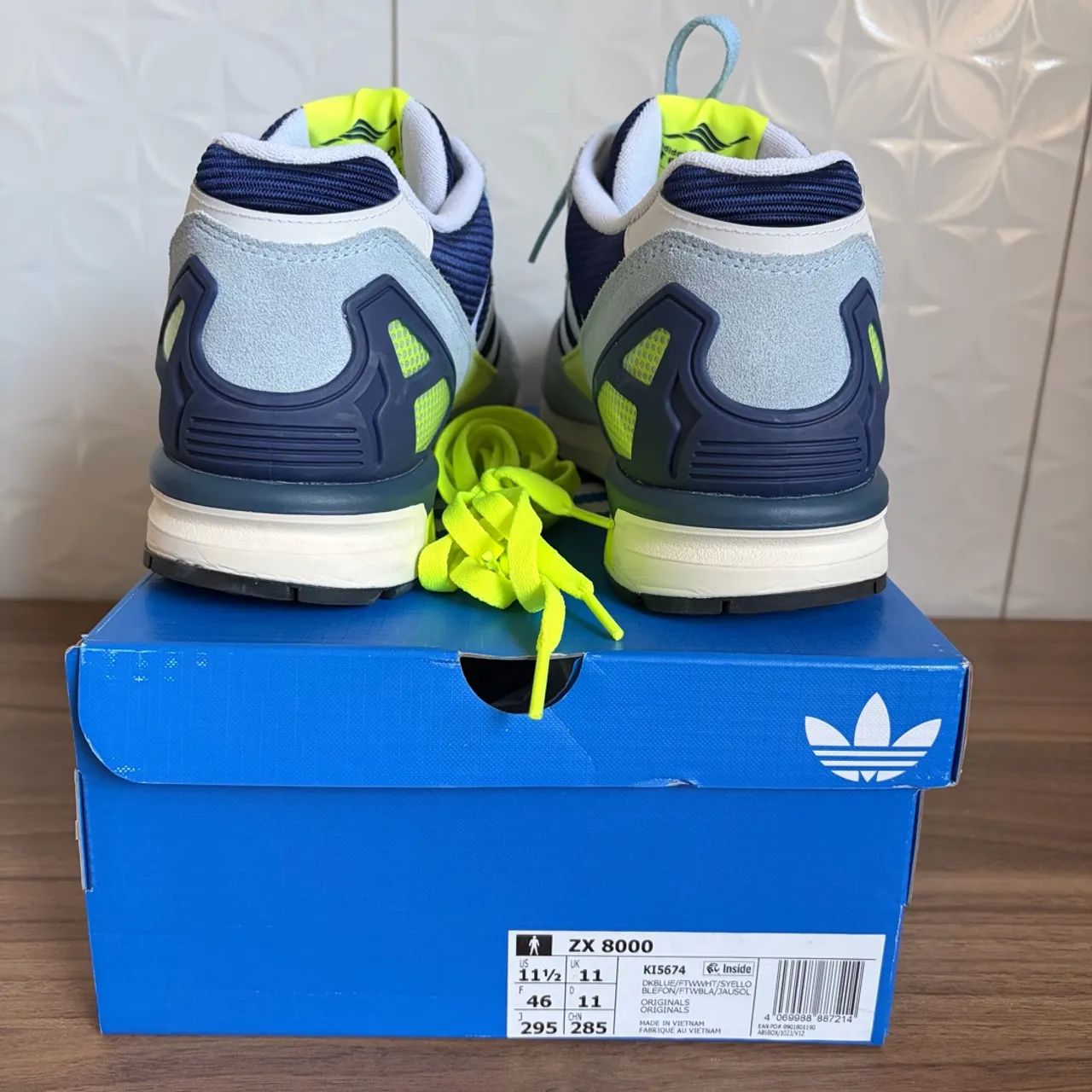 tênis adidas zx 8000 azul e amarelo, us 43.5 - Calçados - Timbí