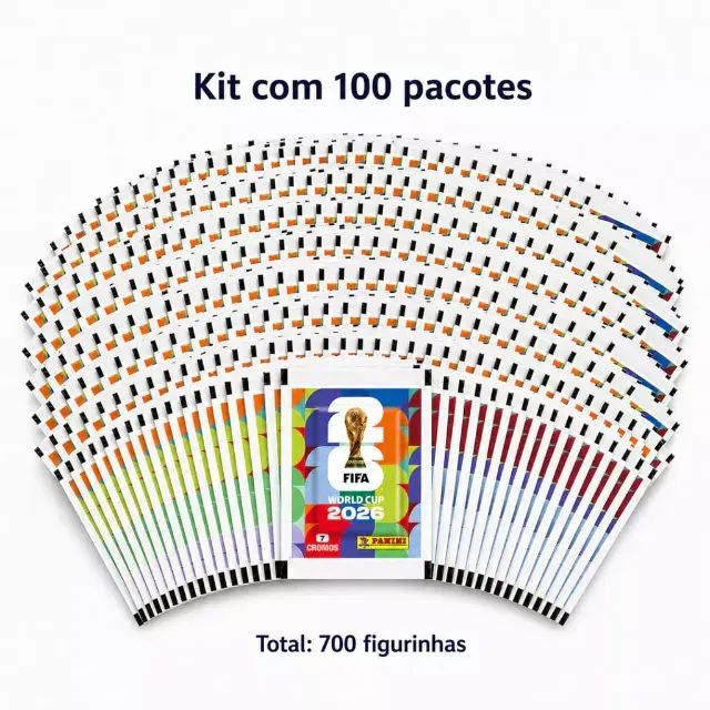 100 pacotes de figurinhas copa do mundo 2026 6 cada pacotinho
