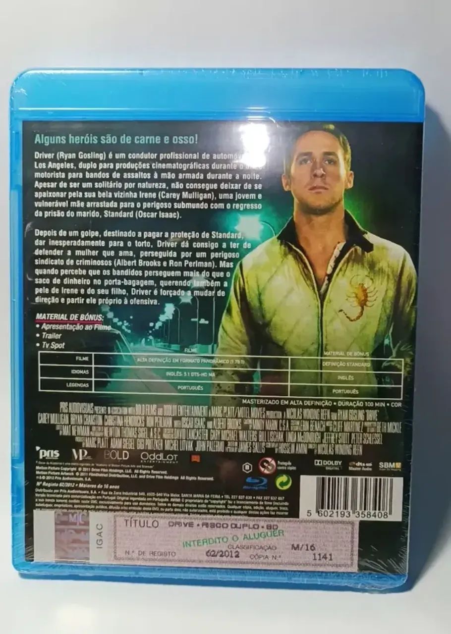 Drive Blu Ray Importado Portugal Original ÁREA B Lacrado Raro Ryan