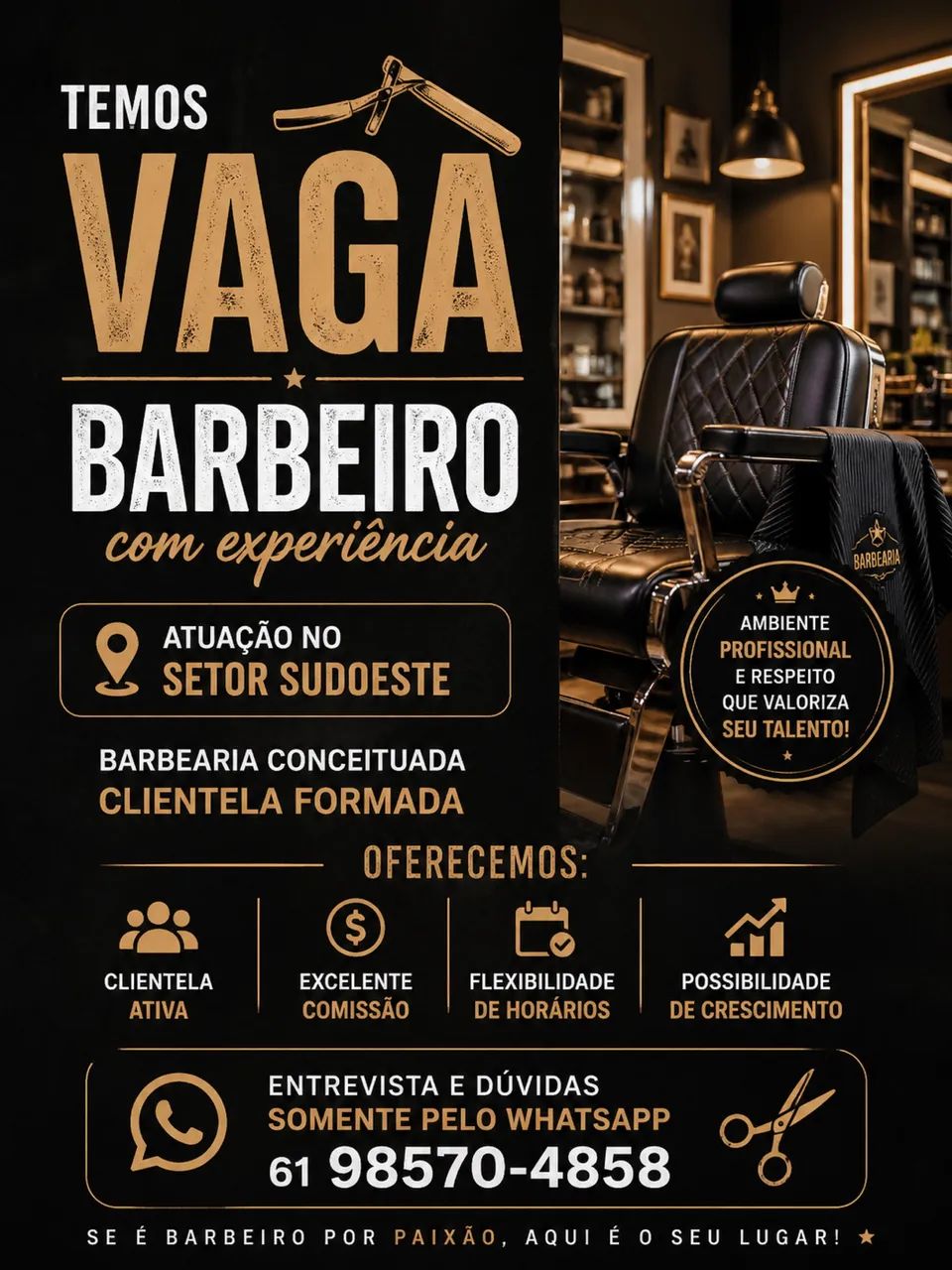 Barbeiro para o Setor Sudoeste - Início imediato