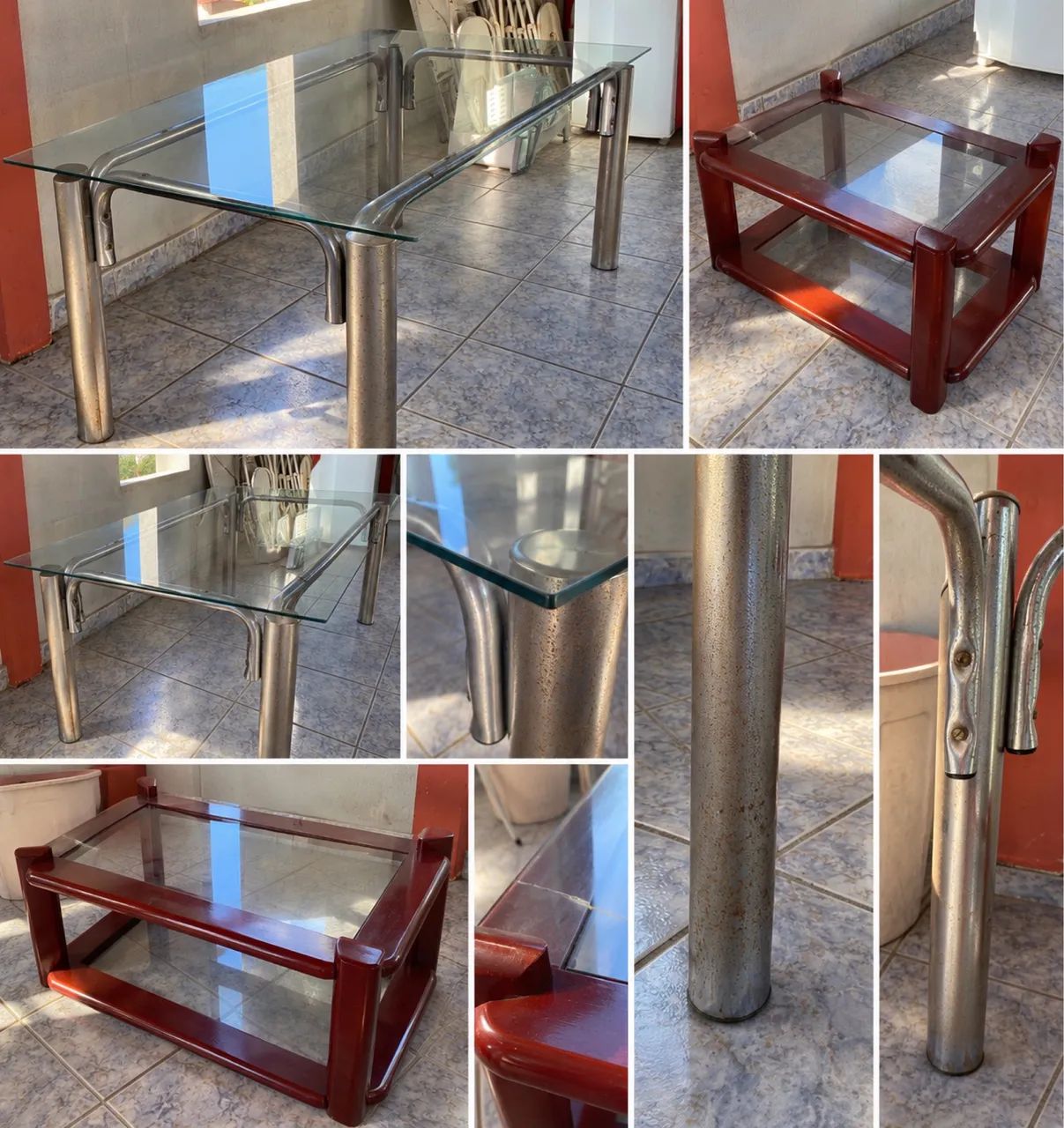 Mesa grande de vidro + mesa de centro de brinde - oportunidade