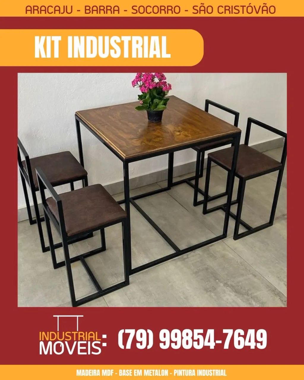 Mesa industrial - quatro lugares