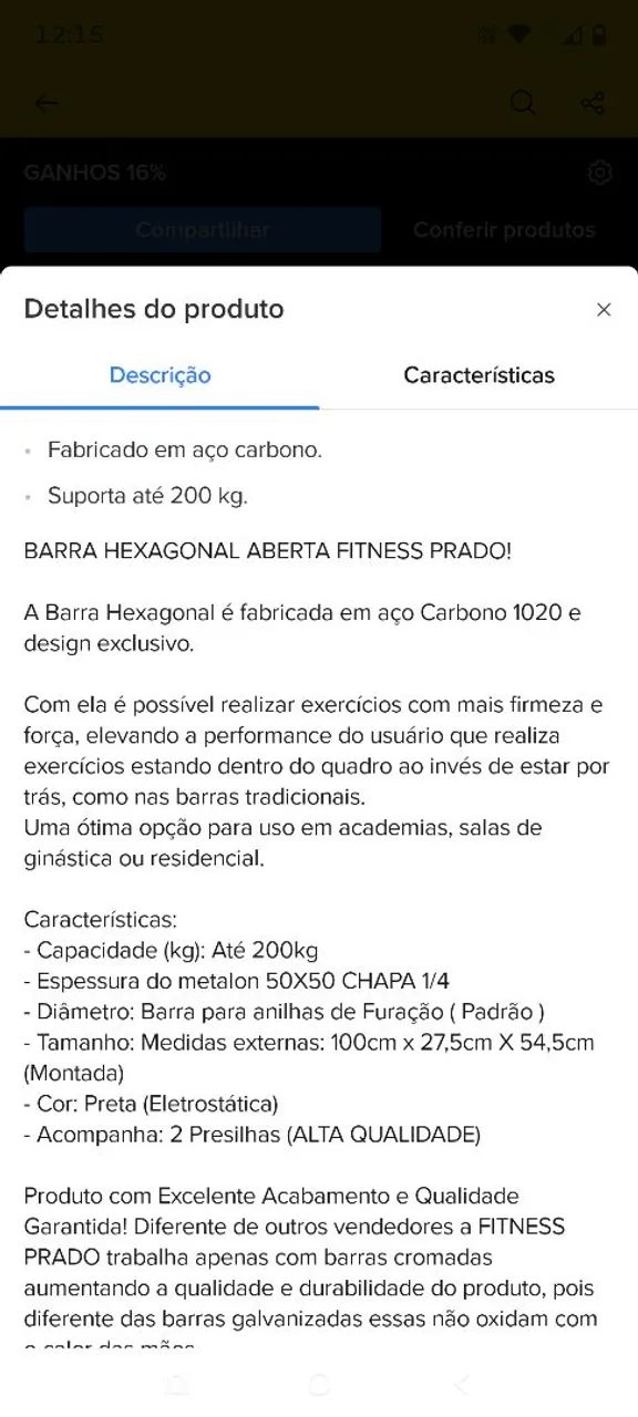 Barra Hexagonal Agachamento - Foto 3