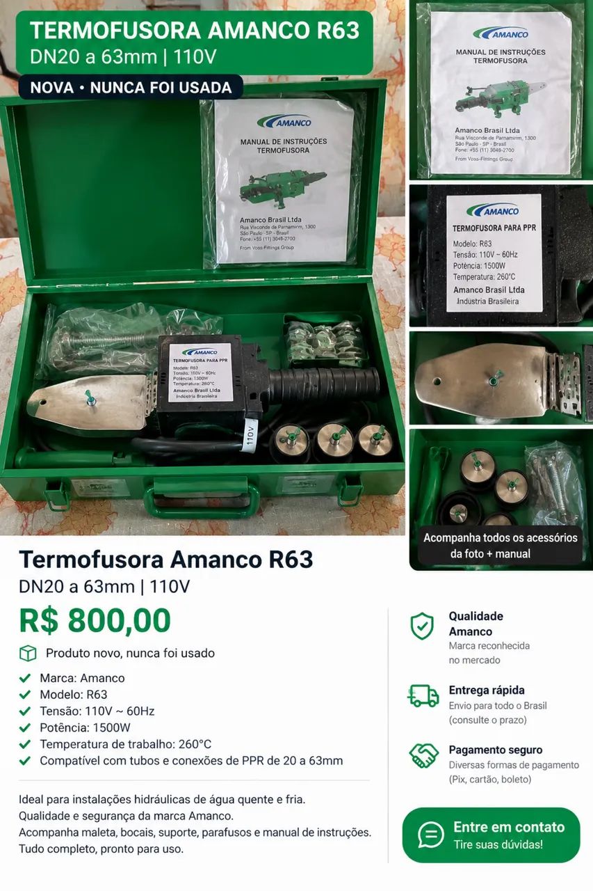Termofusora Amanco R63 110V Nova Nunca Usada