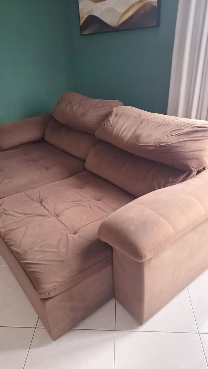 Sofá Retrátil e Reclinável 2,30m Marrom Super Confortável (Preço de Desapego) - Foto 5