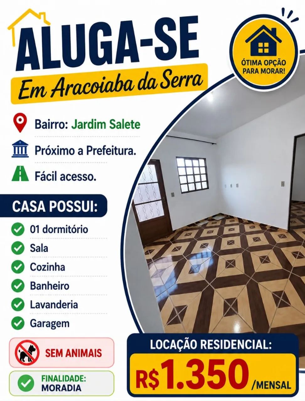 ALUGA-SE CASA /JD SALETE / Aracoiaba da Serra/ Região Central 