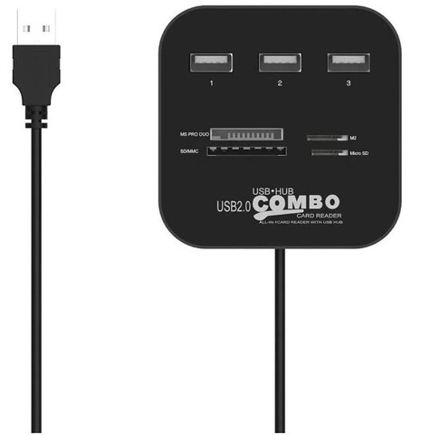 Hub Usb 2.0 - 3 Portas Com Leitor Cartão Micro Sd, M2, Ms Pro Duo Universal - Foto 2