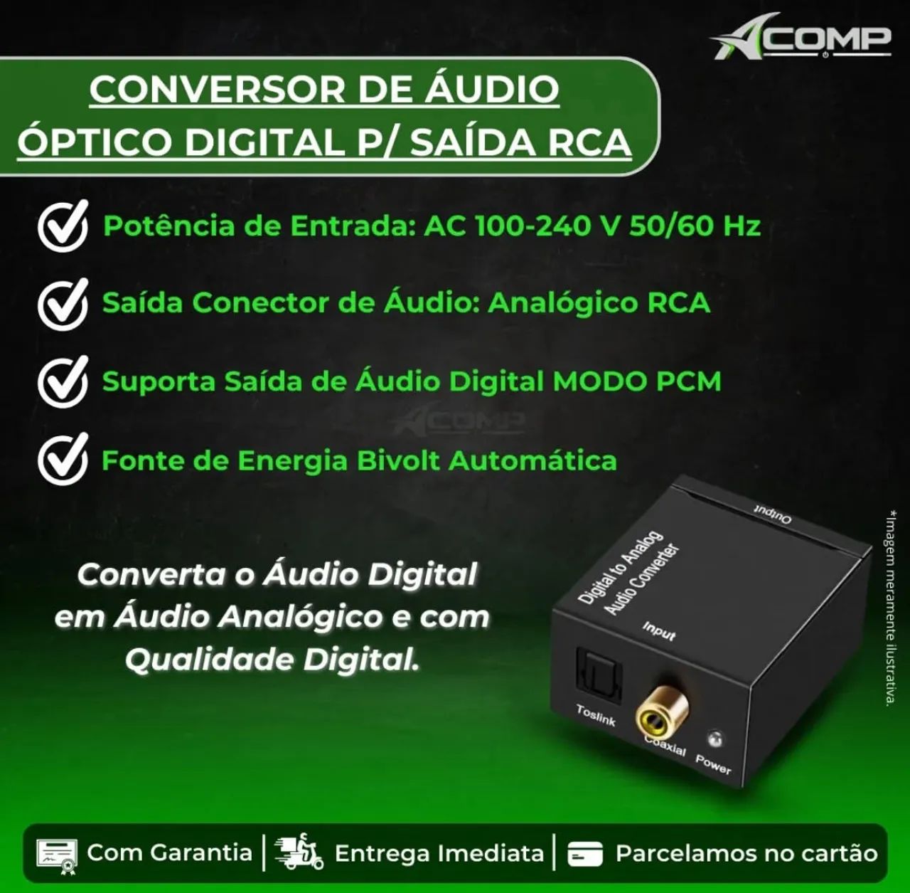Conversor Digital Óptico para RCA - Bivolt Automático