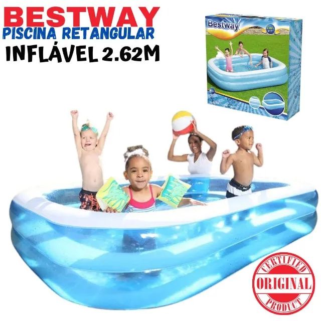 PISCINA RETANGULAR  INFLÁVEL 2.62M X 1.75M X  51 CMS DE ALTURA DE COMPRIMENTO  - Foto 5