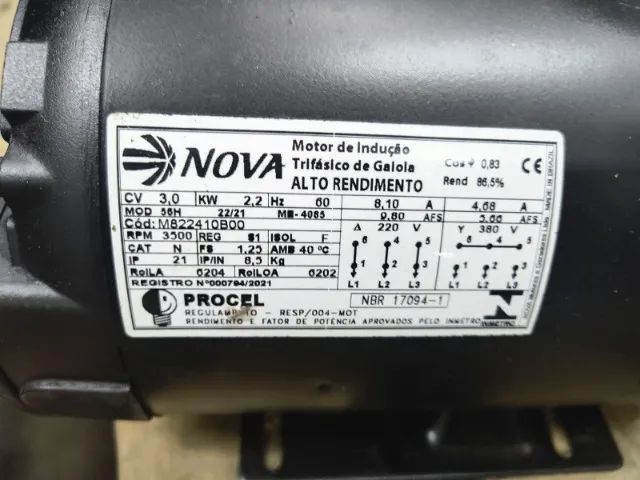 Motor Elétrico Nova Motores 3 CV 2 Polos Trifásico Seminovo - Foto 4