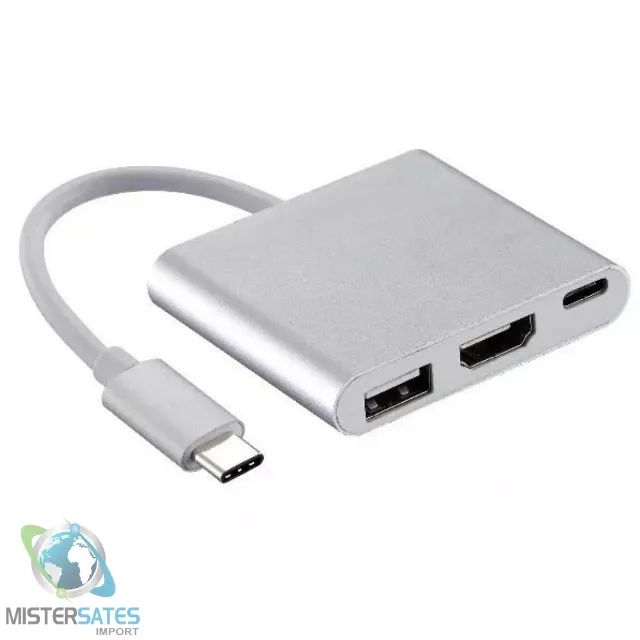 Cabo Adaptador 3 x 1- Thunderbolt 3.0 Para Hdmi Usb 3.0 Tipo-c - COD 477 - Foto 2