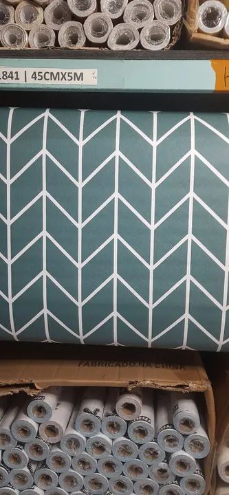 Papel de parede  vinil tipo azul marinho detalhes brancos