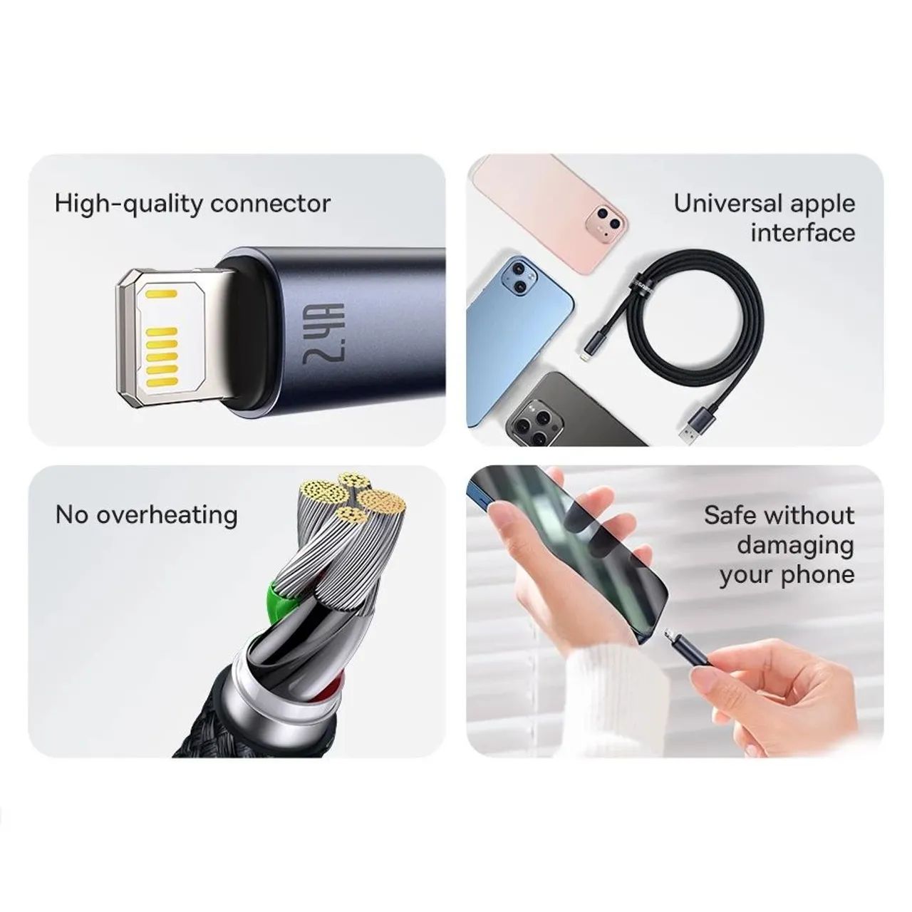 Cabo USB Baseus carga rápida Tipo A para Ligthning iPhone 1M - Foto 4