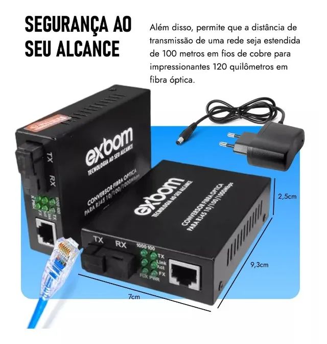 Par de Conversor Mídia Fibra Óptica A+B para RJ45 Gigabit 1000Mbps - 5 Km - Foto 4