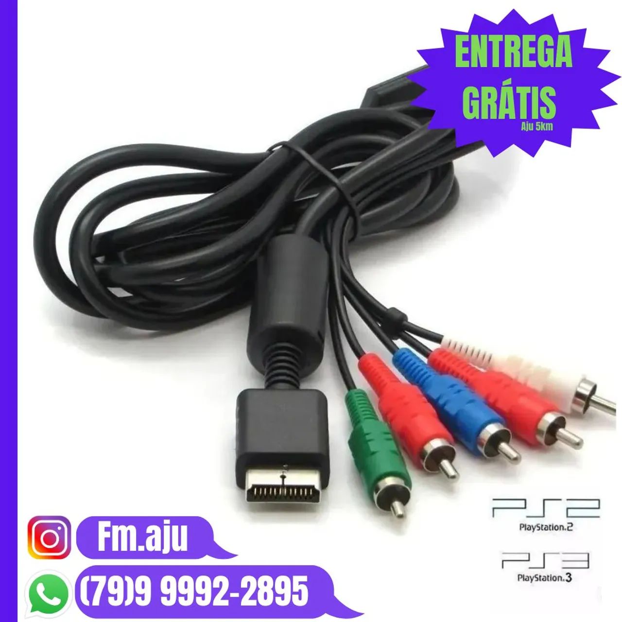 Cabo componente Ps2 / Ps3  - Novo / Entrega Grátis Aju 8km / Garantia