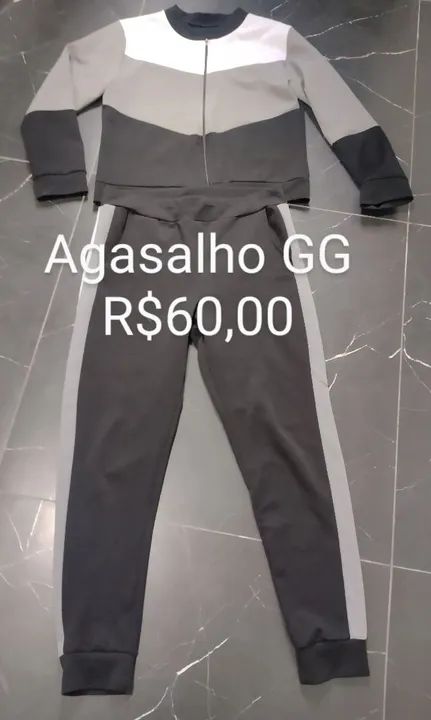 Conjunto de Moletom feminino Cinza e Preto - Foto 2