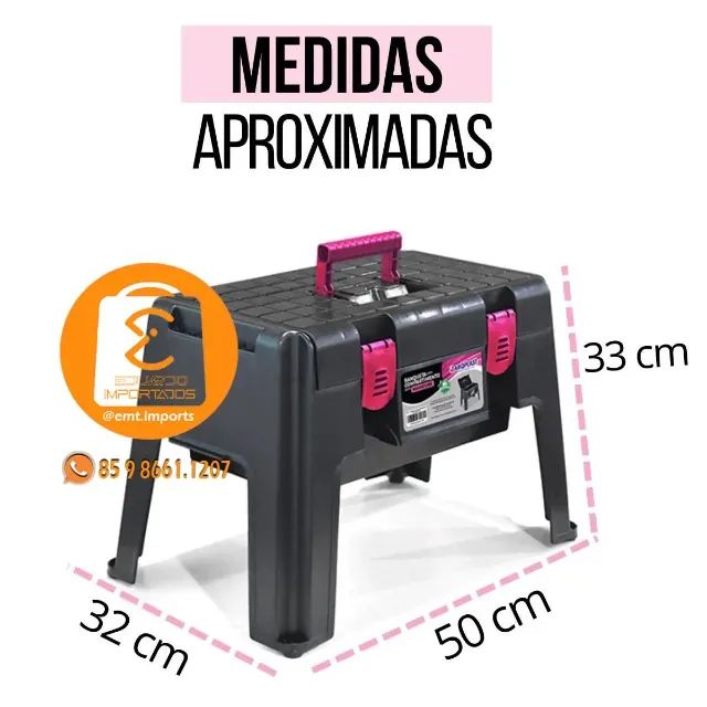 Banqueta Plástica Com Compartimento Multiuso - Foto 4