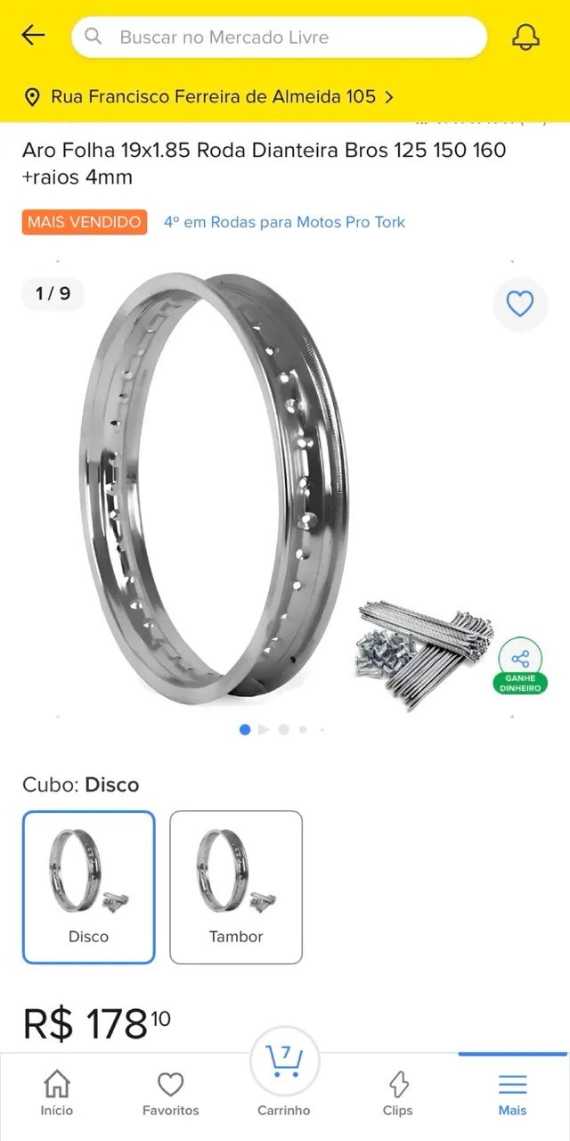 Aro Folha 19x1.85 Roda Dianteira Bros 125 150 160 +raios 4mm