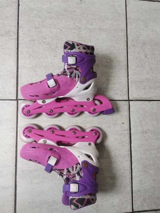 Patins Infantil Rosa e Lilás - Tamanho 32 - Foto 4