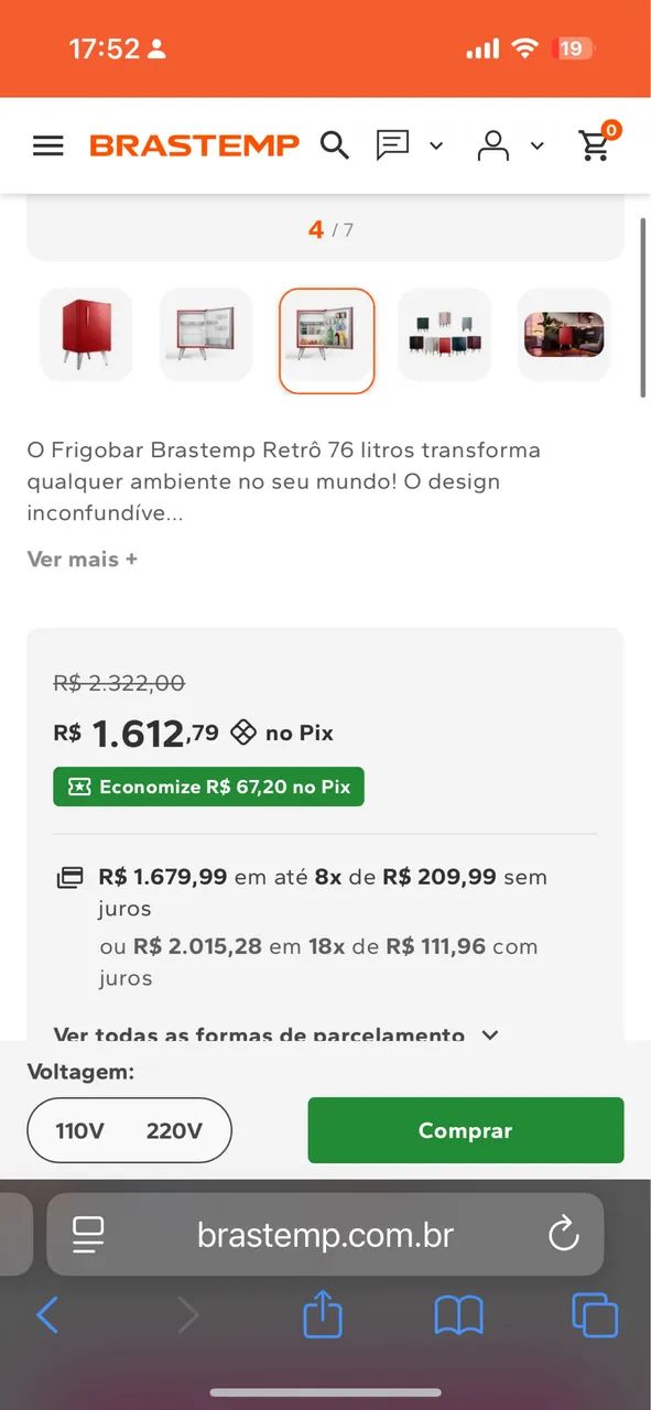 Frigobar Brastemp Retrô Vermelho  - Foto 4