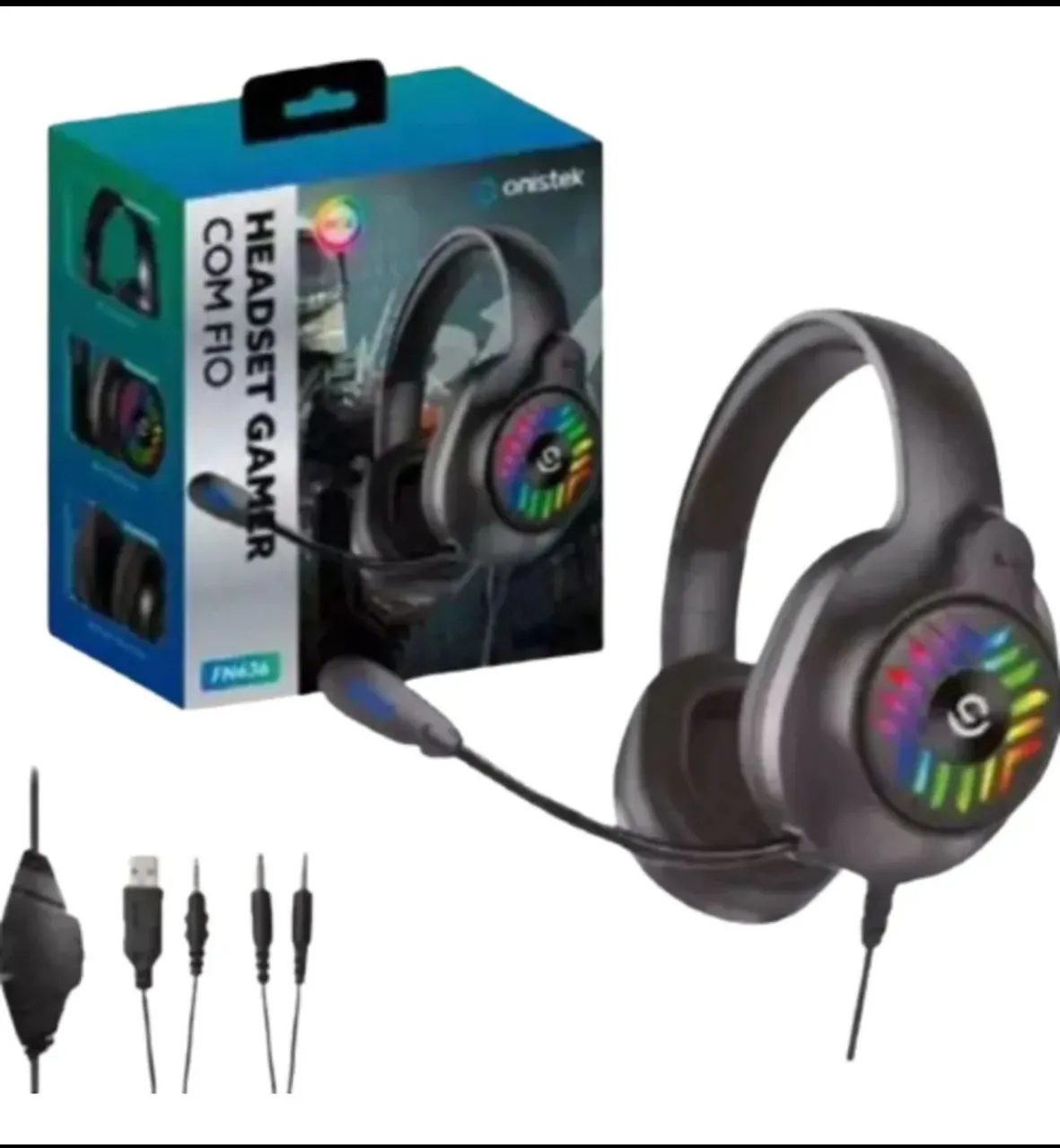 Headset Gamer com Fio Onistek FN636 - Iluminação RGB