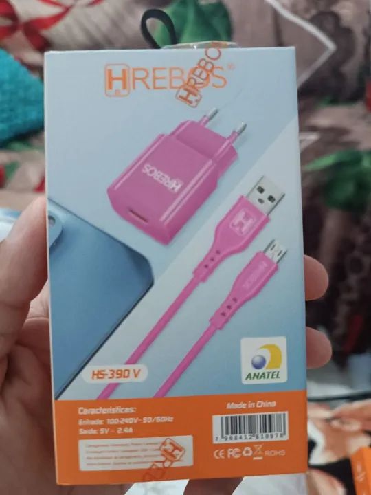 Kit Carregador HREBOS 2.4A USB V8 HS-390 V - Novo - Foto 5