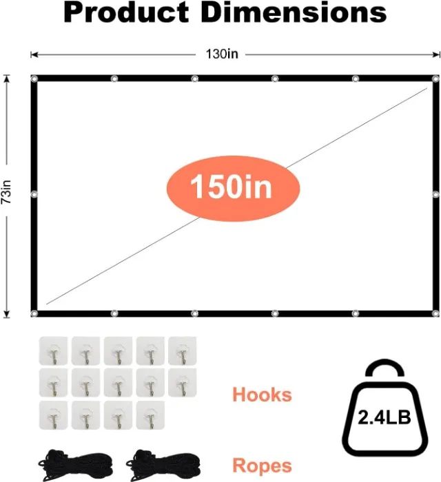 TOWOND Tela do Projetor 150 Polegada Tela de Projeção - Foto 2