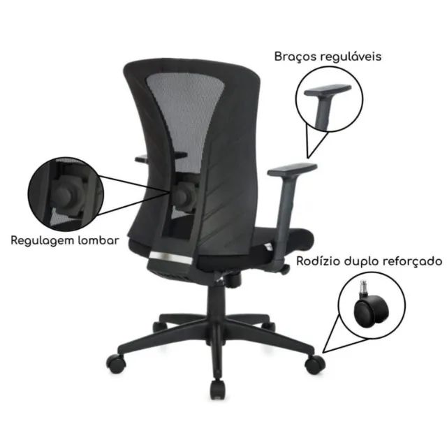 Cadeira Diretor BLM-0283 D Tela Giratória Ergonômica Ideal p/ Conforto no Escritório 32967 - Foto 2