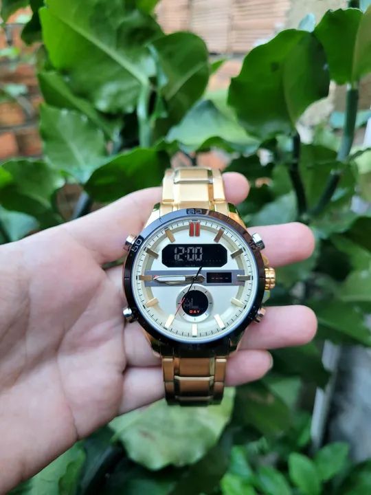 Relógio Masculino Dourado Analógico e Digital a prova d'água entrega grátis  - Foto 5