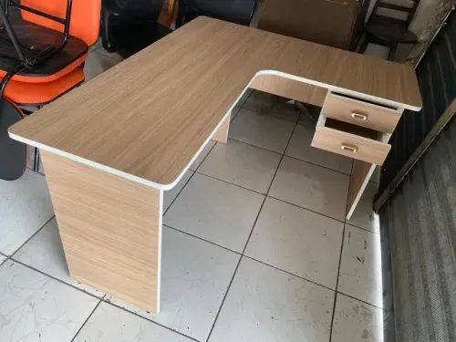new mesa em L madeirada com gaveta dupla - frete grátis 