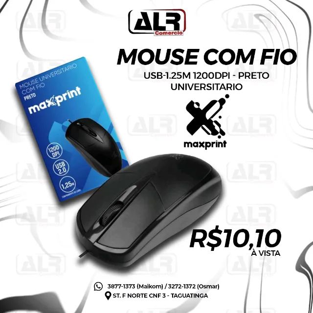 MOUSE COM FIO USB MAXPRINT PRETO