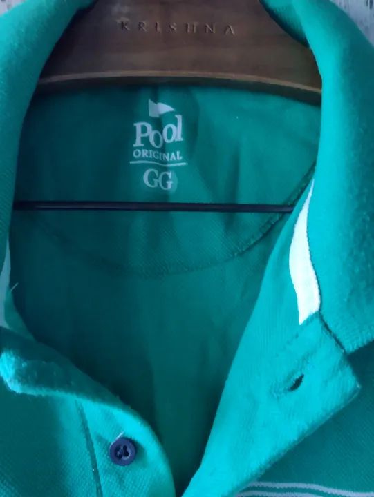 Camiseta Polo Verde e Branca Listrada - Foto 2