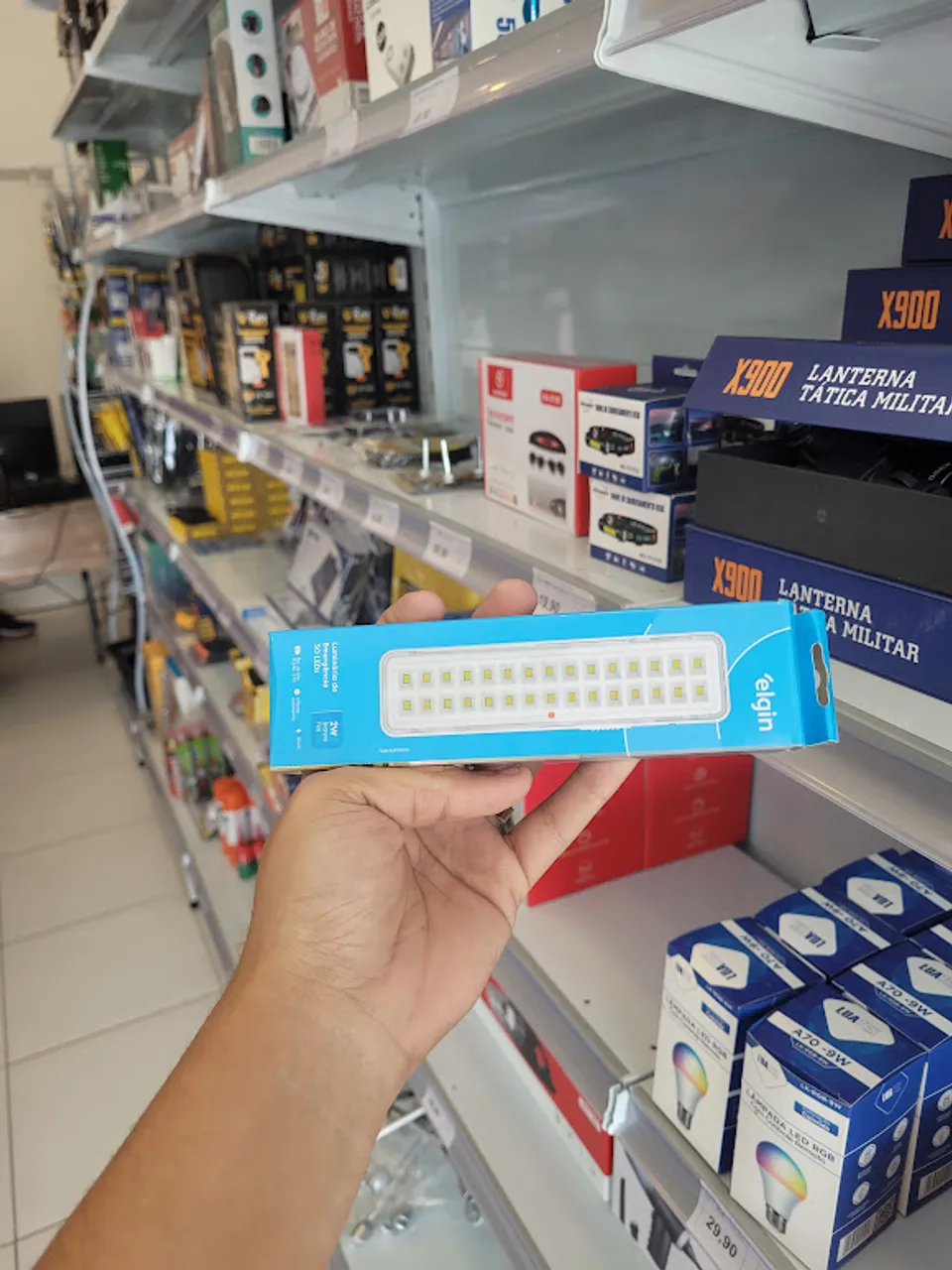 LUMINARIA EMERGEN C/30 LEDS BIVOLT LITIO ELGIN