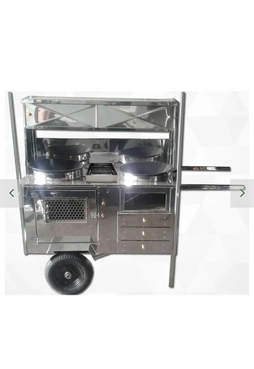 Carrinho de Batata Frita Pastel 2 Tachos - Todo em Inox -