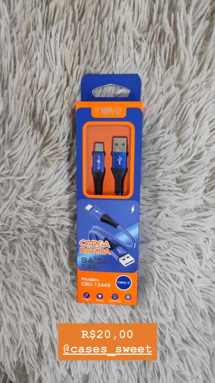 Cabo Carga Rápida 3.4A USB para Tipo C Inova CBO-12449