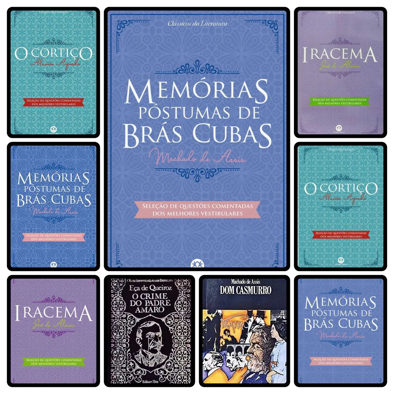 Livros - Memórias Póstumas de Brás Cubas, Iracema, O Cortiço