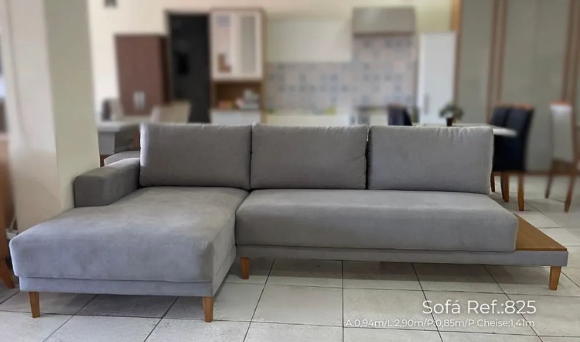 Sofá de Canto 2.90m - Cinza Linho Produto Novo 