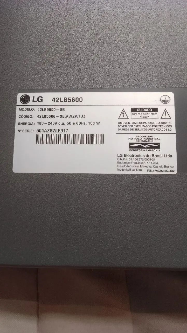 Vendo TV LG LED 42 polegadas SEM OS PÉS E COM DEFEITO  - Foto 4