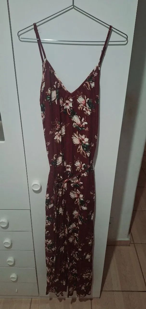 Vestido Longo Floral Vinho