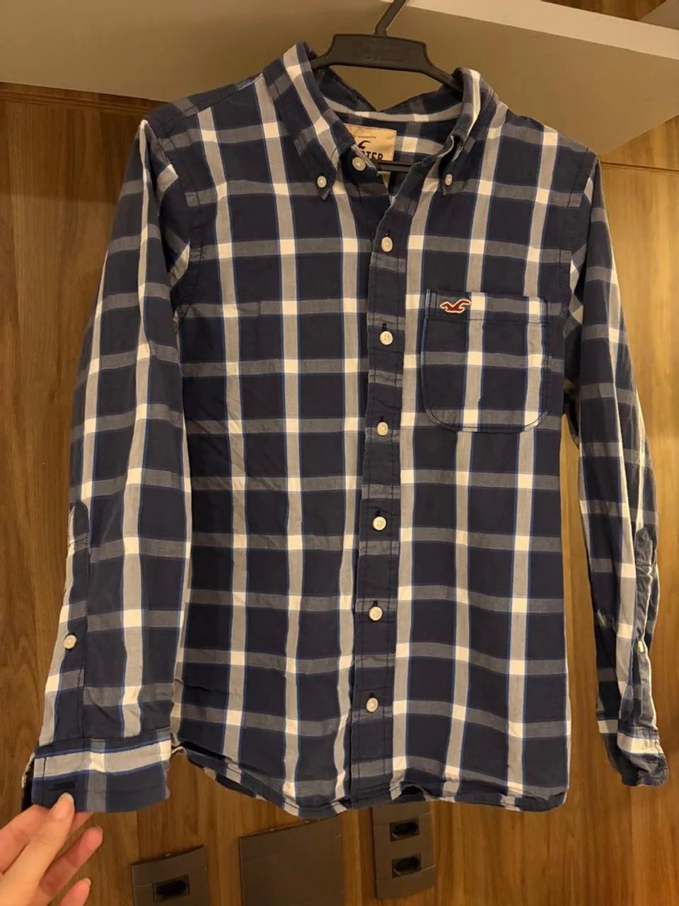 Camisa Xadrez Azul e Branca - Foto 3