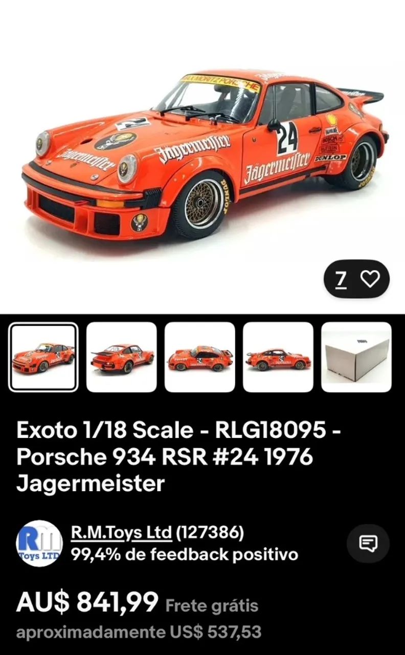1/18 EXOTO Porsche 934 RSR Jagermeister