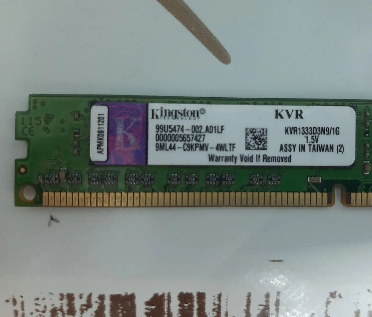 Memória RAM kingston KVR1333D3N9/1G