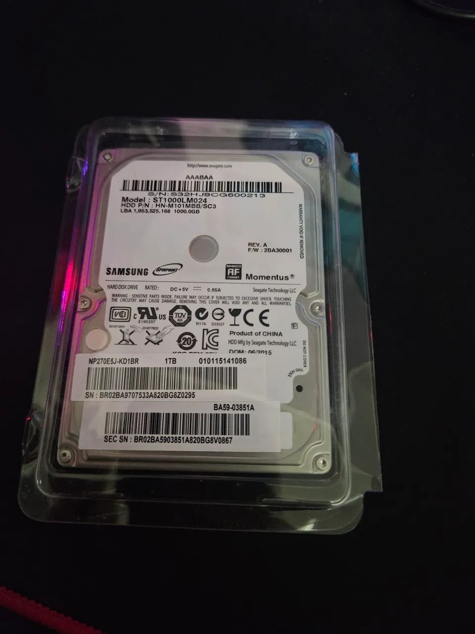 HD Samsung 1TB 2.5" SATA, saudável e funcionando perfeitamente - Foto 3