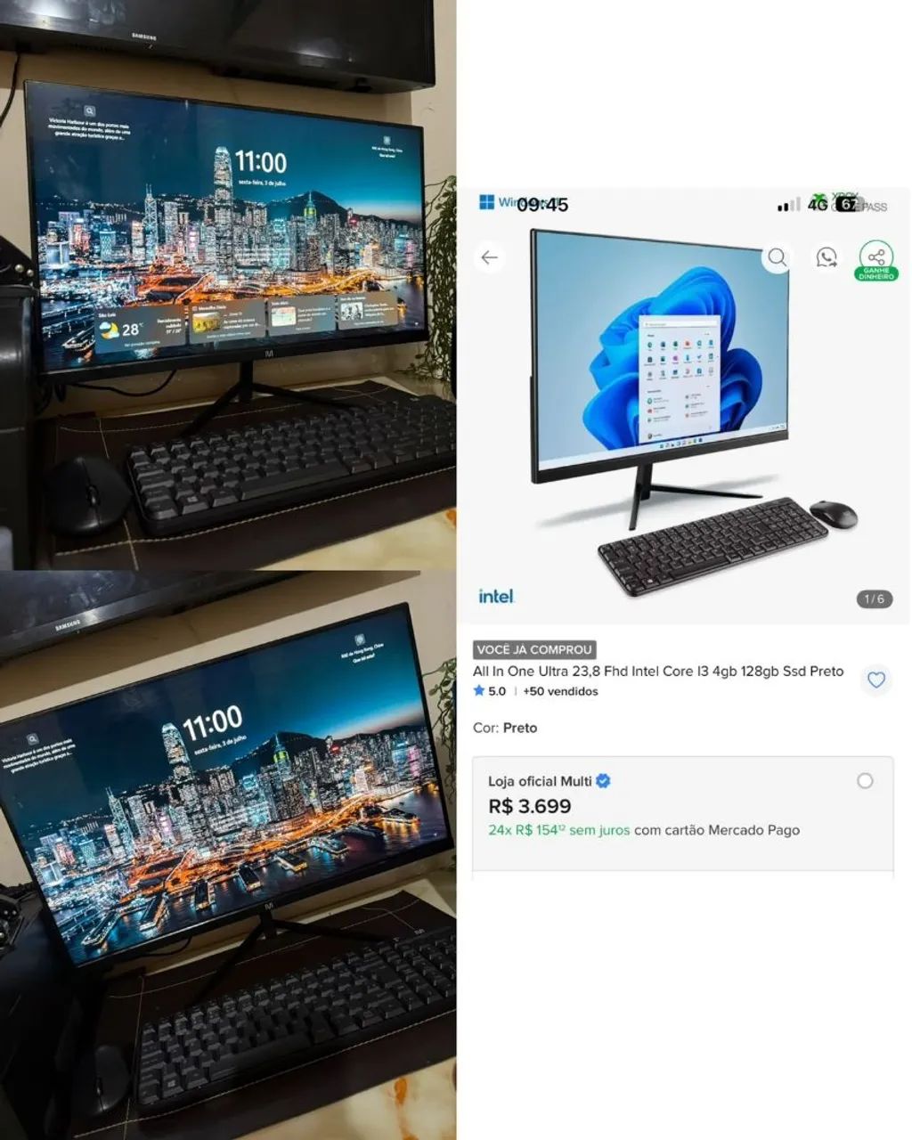 Computador all in one Core i3 SSD de 128gb 4gb DDR4 tela de 23.8" polegadas  - Foto 3